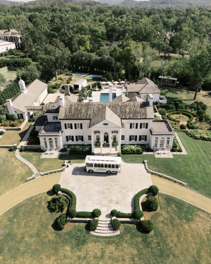 Drone shot of at home wedding Belle Meade, TN